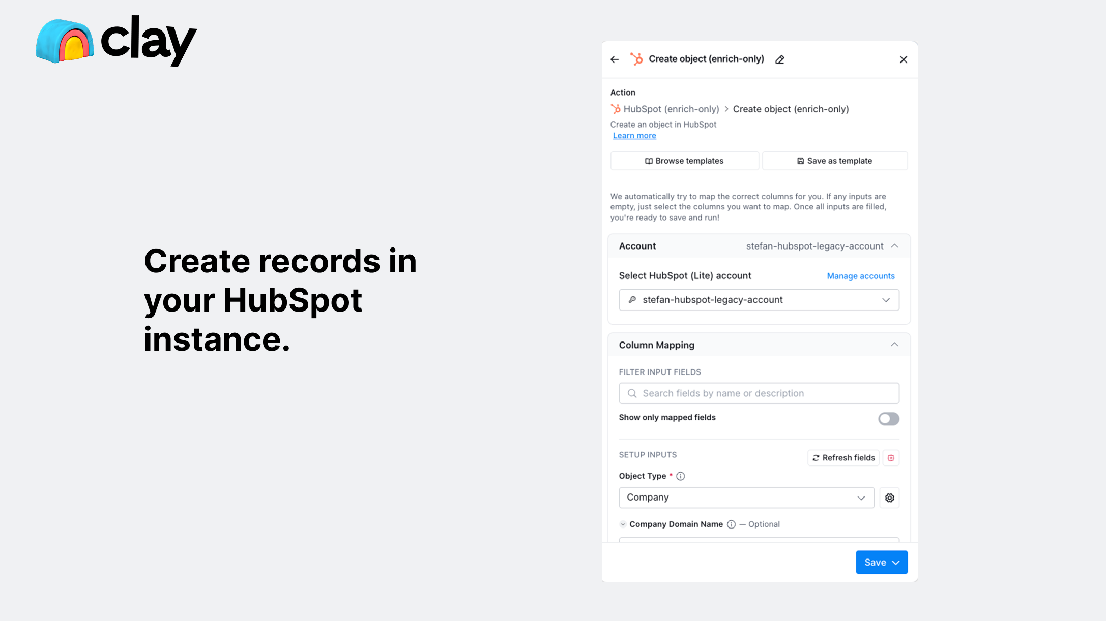 Create records in HubSpot.